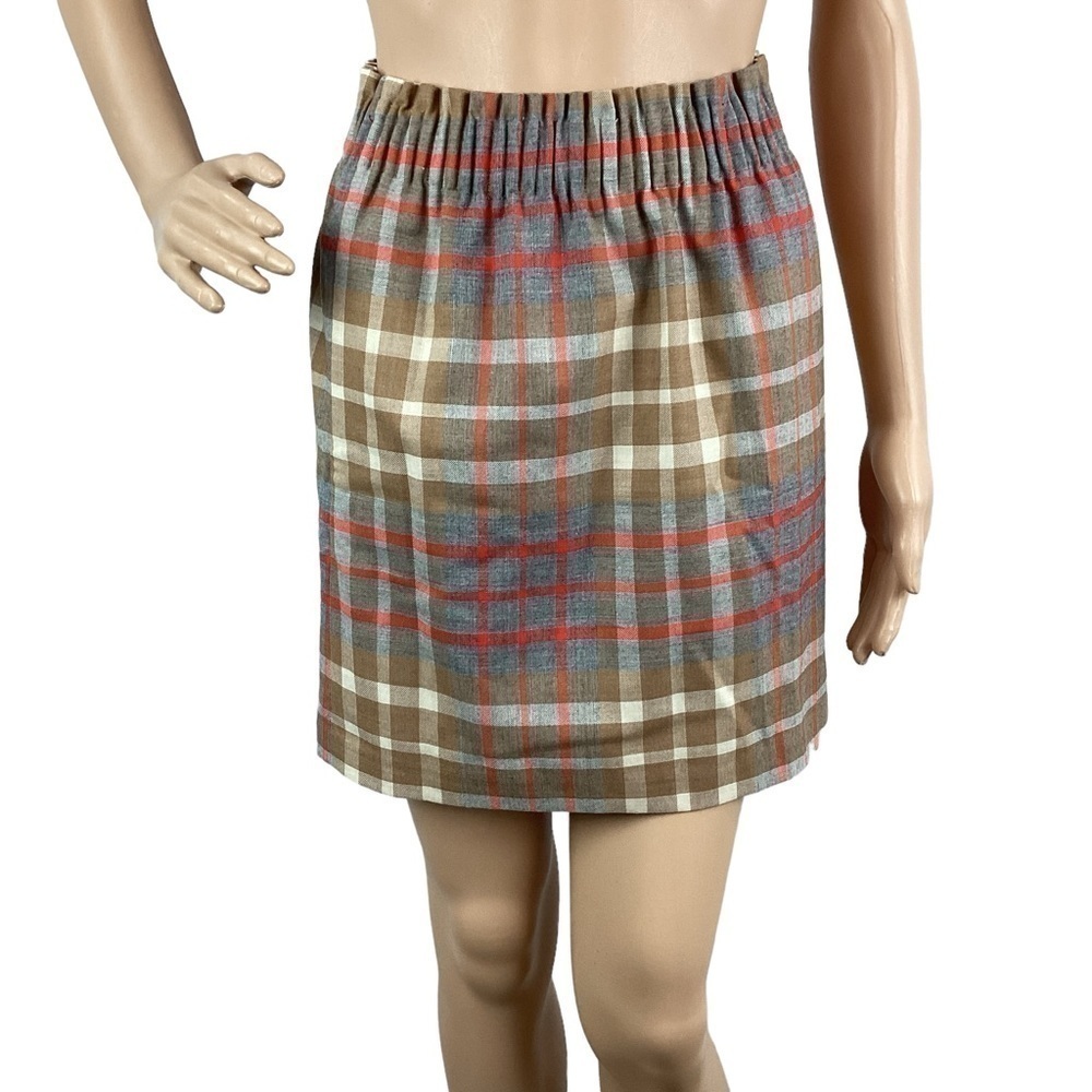 J. Crew Factory Wool Blend Plaid Pencil Skirt Size 00 Tan